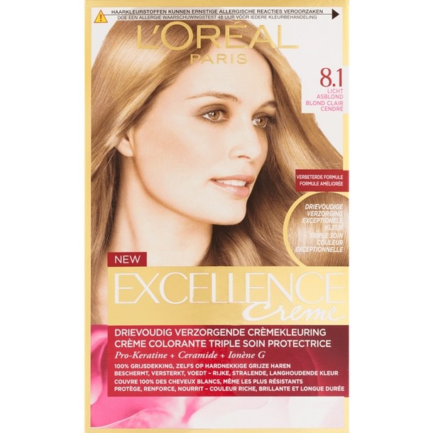 L'Oréal Paris Excellence Crème Verzorgende Crèmekleuring 8.1 Licht Asblond 