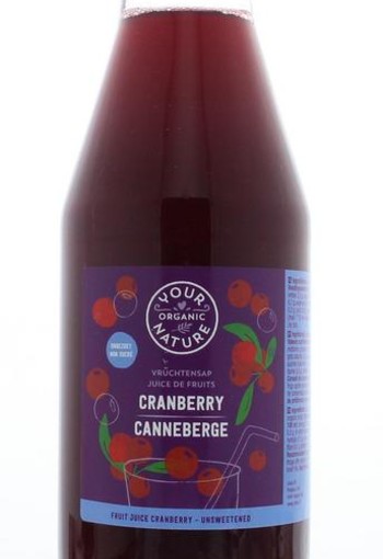 Your Organic Nat Vruchtensap cranberry ongezoet bio (750 Milliliter)