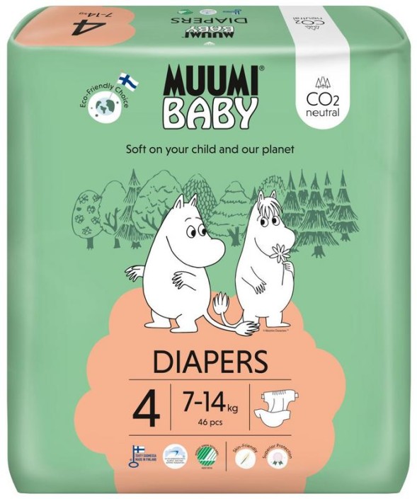 Muumi Baby Eco luiers maat 4 maxi 7-14kg (46 Stuks)