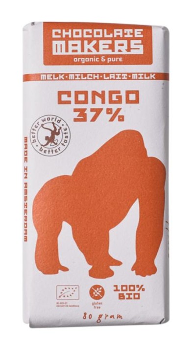 Chocolatemakers Gorilla melk 37% bio (80 Gram)